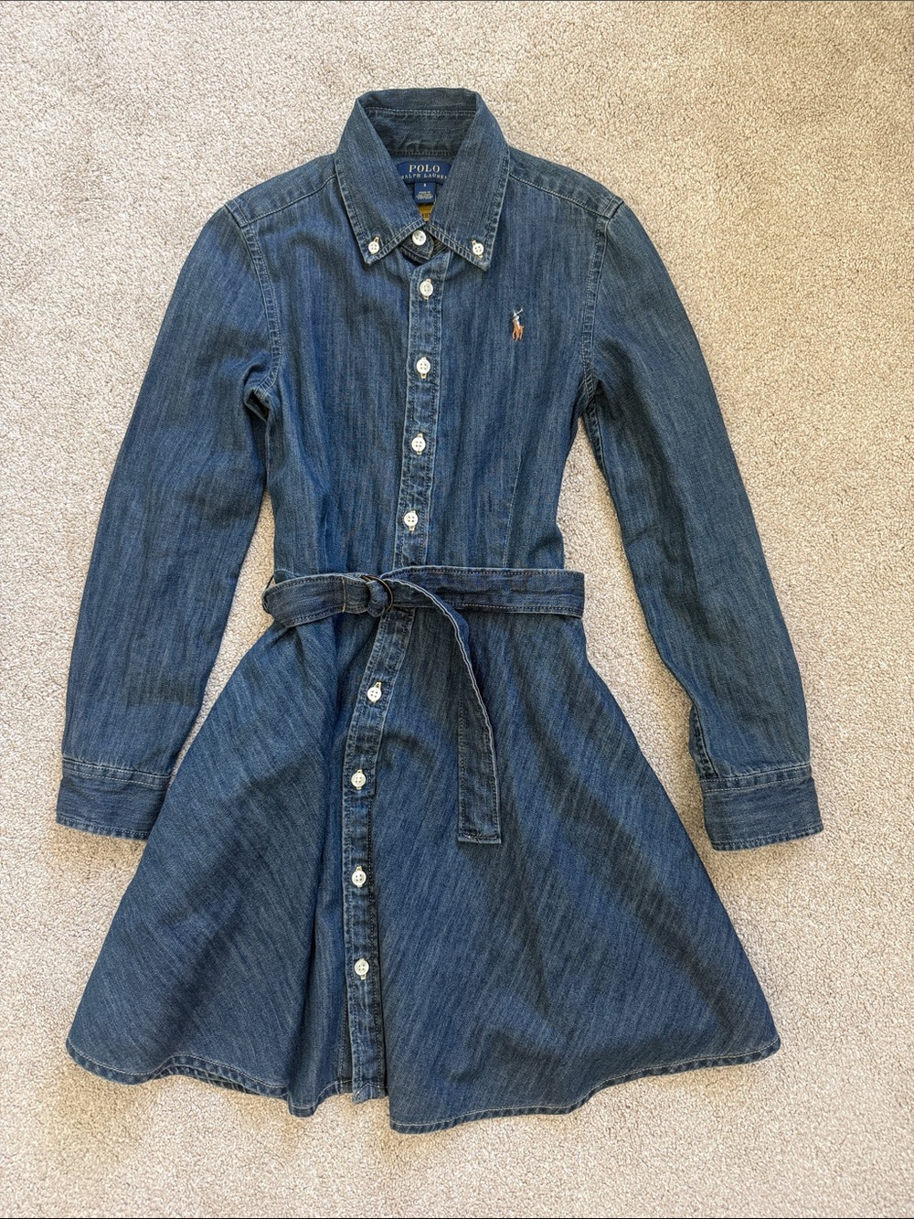 Polo by Ralph Lauren Girls' Dark Blue Denim Shirt Dress